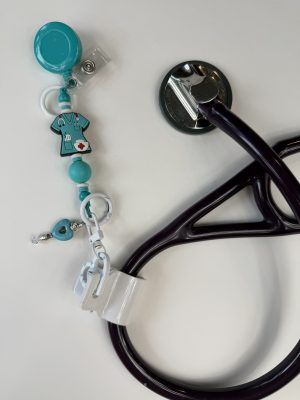 Teal Scrub ScopeClip with Teal Heart Charm