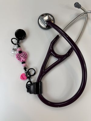 Hot Pink and Black Cancer Awareness ScopeClip with Strength Charm