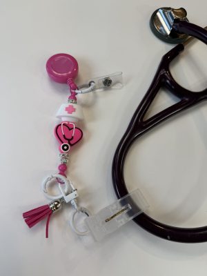 Hot Pink Nurse Hat ScopeClip with Hot Pink Tassel
