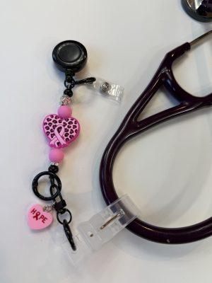 Hot Pink and Black Cancer ScopeClip with Hope Charm