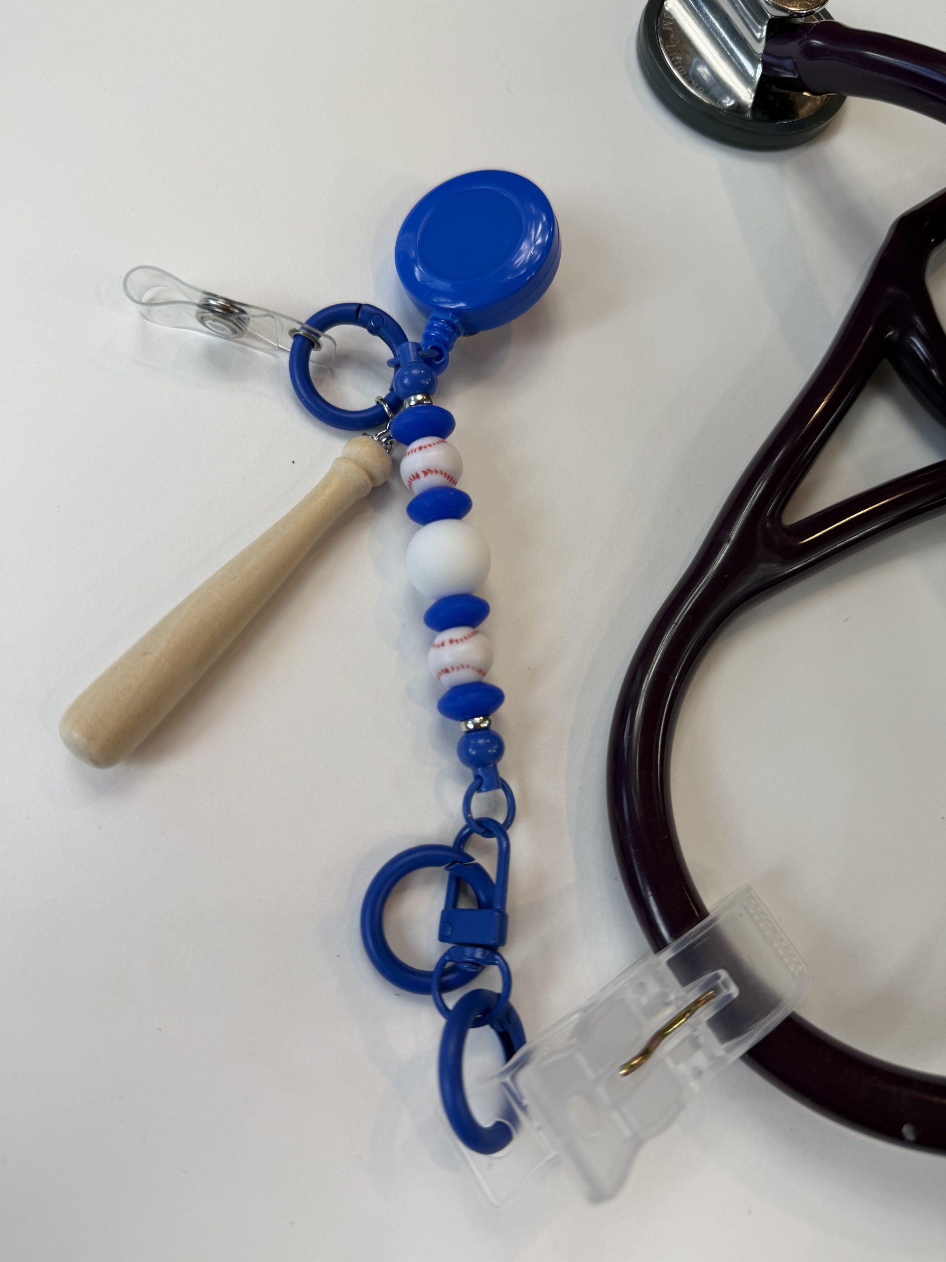 Blue Baseball ScopeClip with Bat Charm