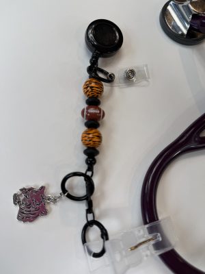 Black/Orange Football ScopeClip with Tiger Charm
