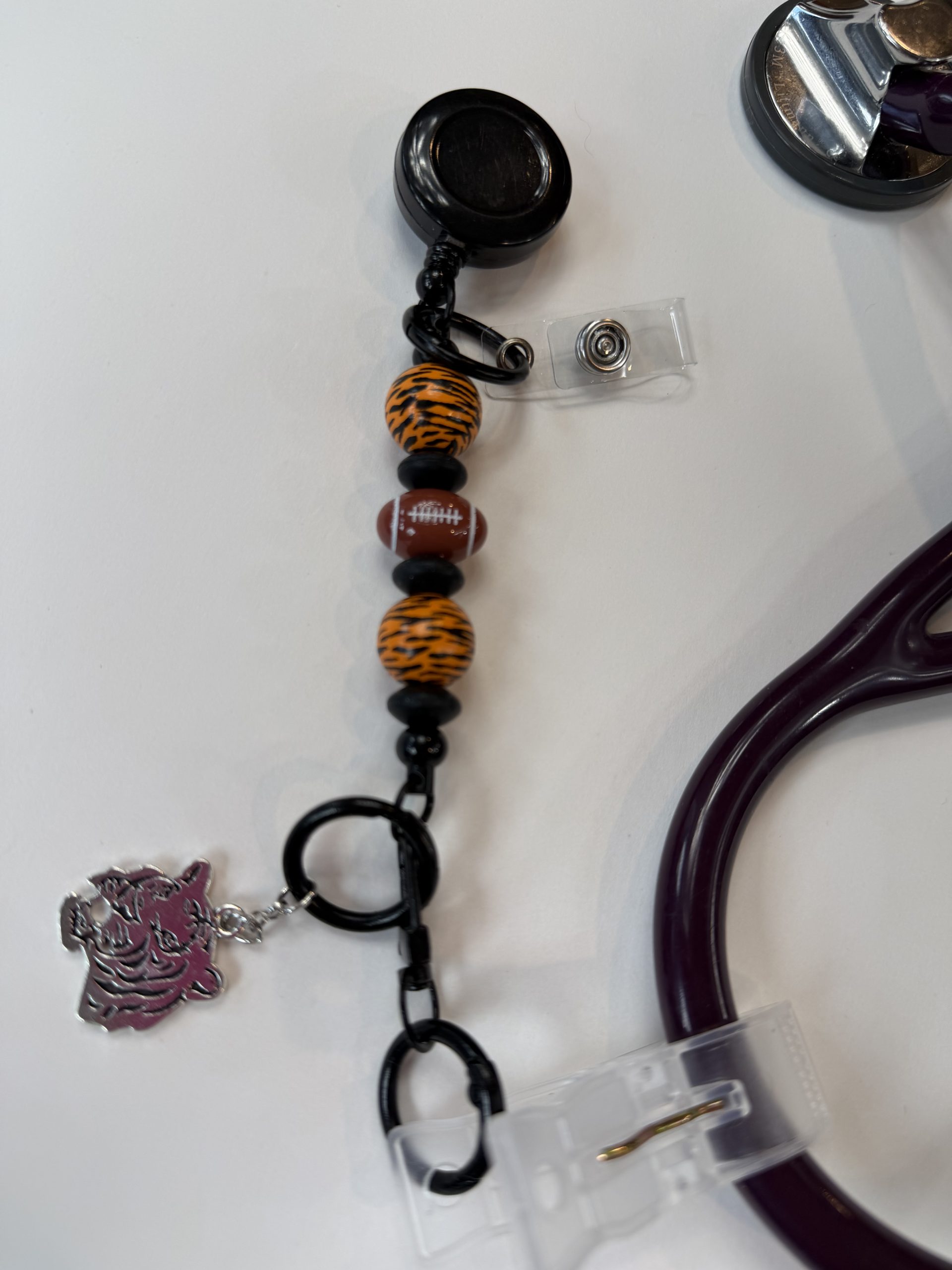 Black/Orange Football ScopeClip with Tiger Charm