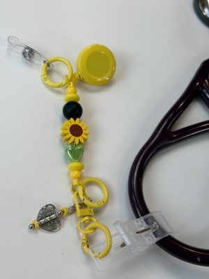 Sunflower ScopeClip with Heart Charm